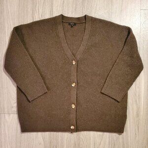 Mongolian Cashmere Fisherman Cropped Cardigan Sweater, size M